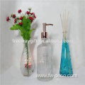 colored glass bath set with perfume bottle